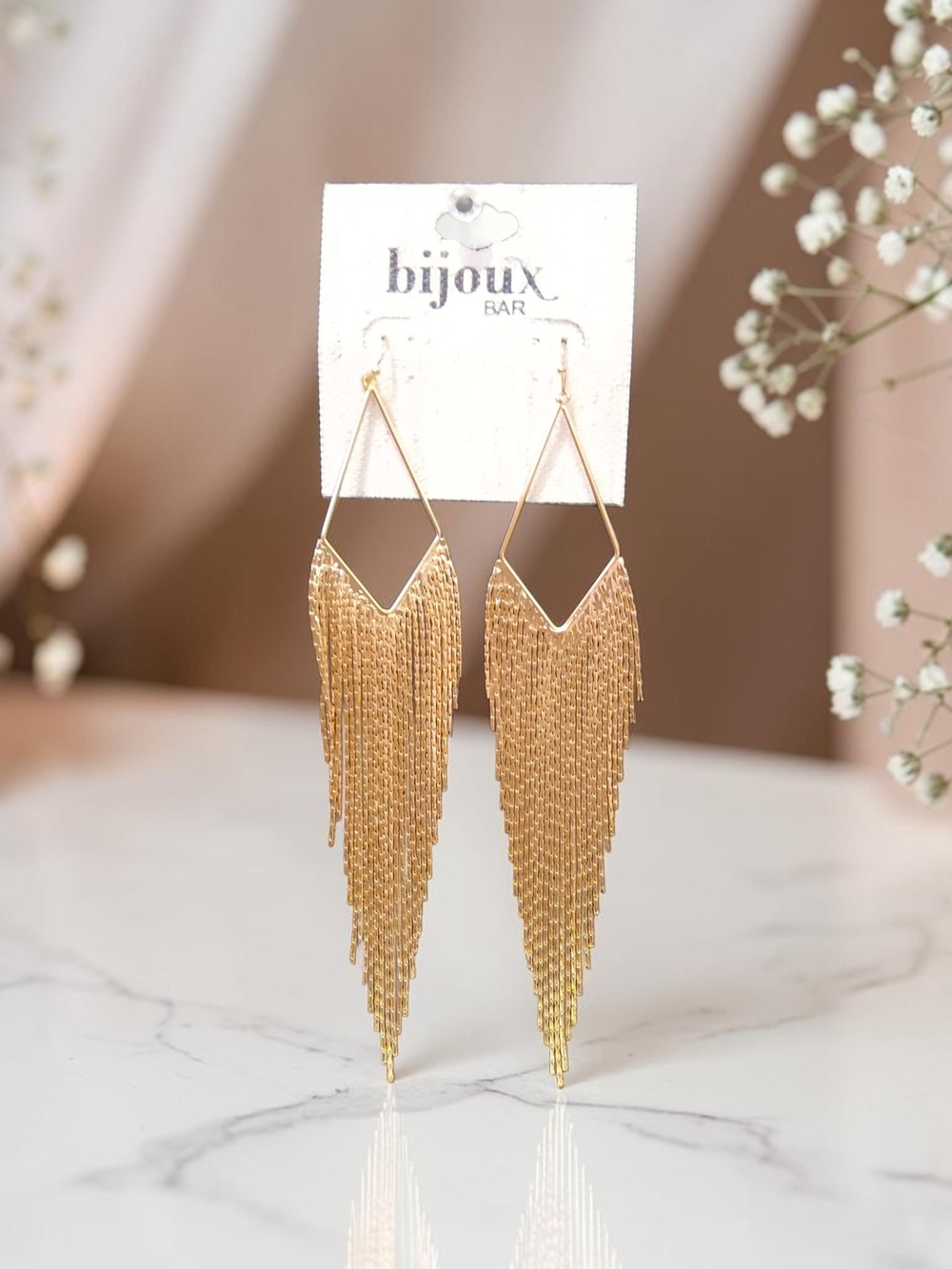 Gold Fringe Drop Earrings